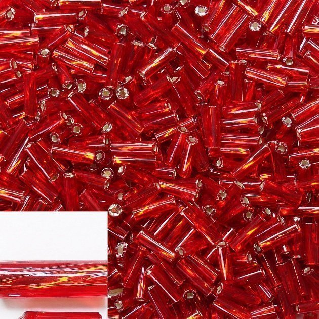 Стеклярус 97050 Красный 9 mm в упаковке