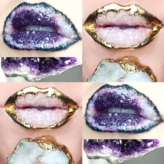 Джоанна Адамс - истинный художник в макияже для губ со стразами.