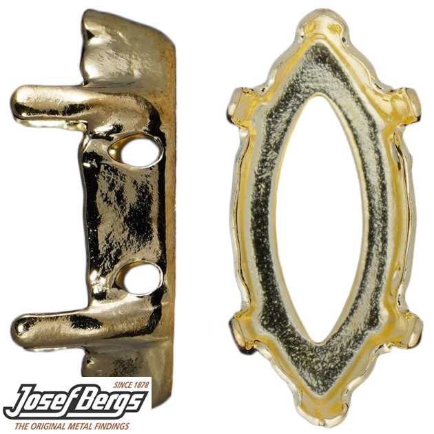 Пришивные оправы Josef Bergs A4200 Navette 15x7 mm открытая спина Gold (Light Gold) 144 шт