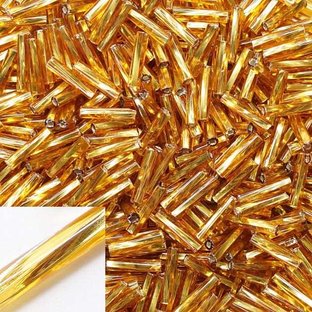 Стеклярус Preciosa 17070 Золотой 9 mm в упаковке