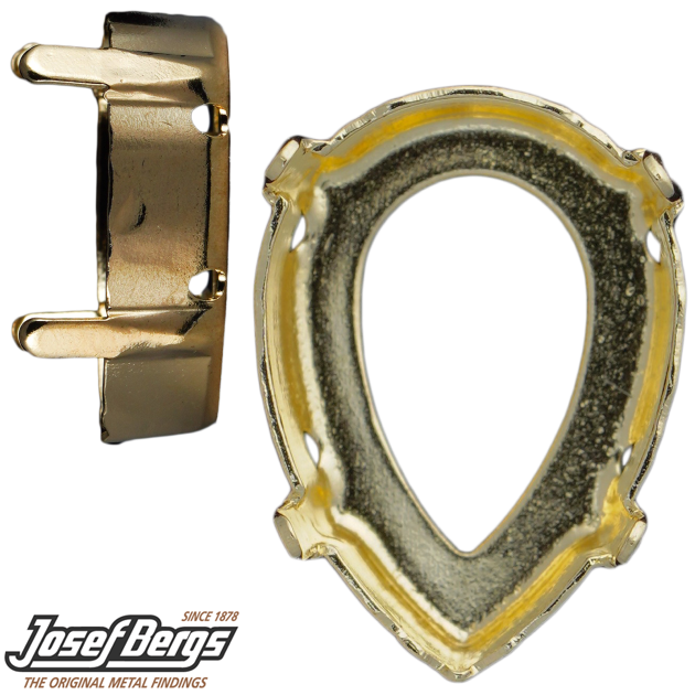 Пришивные оправы Josef Bergs A4320 Pearshape 30x20 mm открытая спина Gold (Light Gold) 24 шт